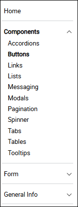 A screenshot of the navigation used in the design system.